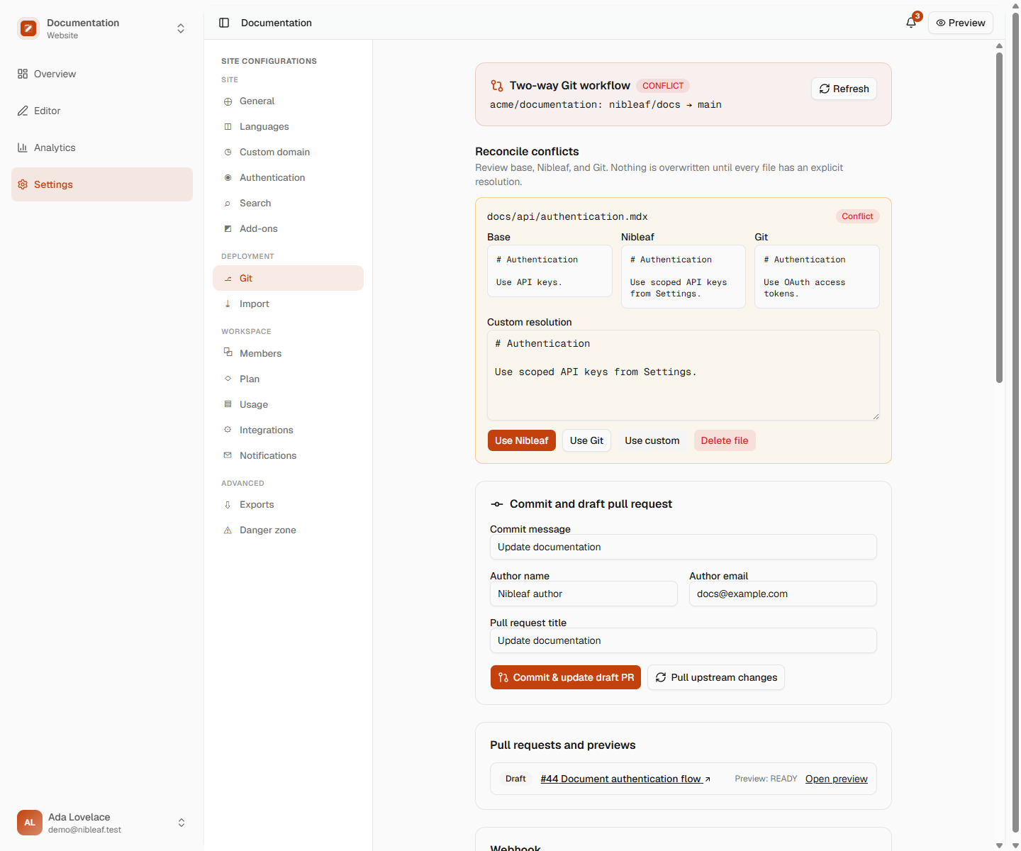 Per-file base, Nibleaf, and Git reconciliation