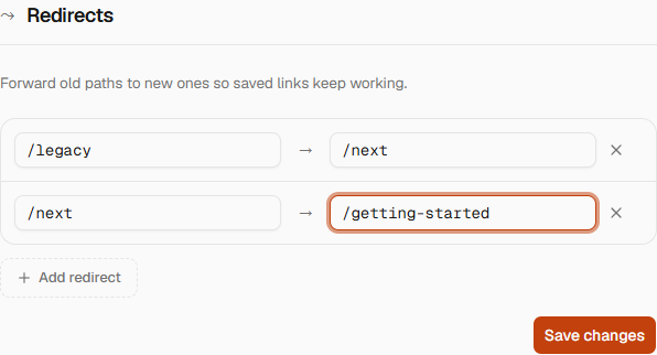 A valid two-hop redirect chain with saving enabled