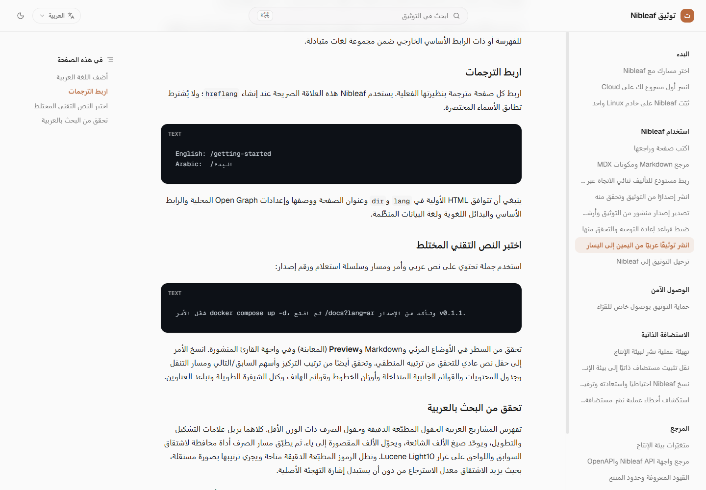 صفحة عربية من اليمين إلى اليسار تعرض كتل شيفرة لاتينية ونصًا تقنيًا مختلطًا